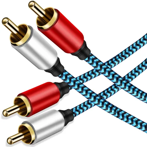 Vista 7 de Cable RCA de 15 pies 2RCA macho a 2RCA macho cable de audio estéreo trenzado de nailon cable de audio auxiliar para cine en casa, amplificadores