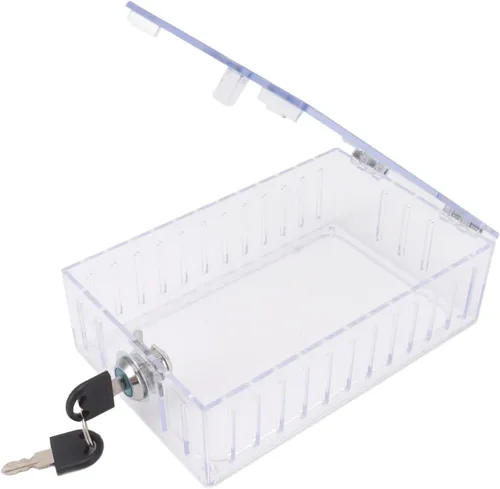 Vista 3 de Caja de bloqueo de termostato con llave, cubierta transparente, adecuada para la mayoría de termostatos, grande, acrílico de alta calidad, larga