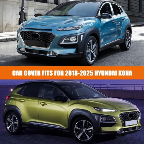 Vista 6 de Fundas impermeables para automóvil de repuesto para Hyundai Kona 2018-2025, 6 capas para todo tipo de clima, ajuste personalizado, con puerta