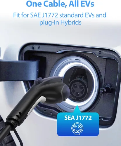 Vista 3 de Cable de extensión de cargador EV, cable de extensión J1772 de 50 amperios de 20 pies compatible con cargador EV de nivel 1/nivel 2, cable