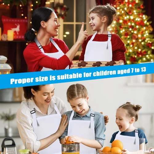 Vista 6 de Handepo 30 Pcs Children Artists Aprons Adjustable Chef Apron Kids Painting Aprons for Cooking Kitchen Grilling Painting
