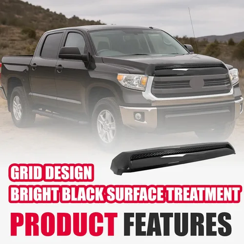 Vista 6 de Kojem Moldura de Protuberancia de Capó Compatible con Toyota Tundra Platinum 2014-2021 Estilo Código de Color 202 Negro Parrilla Superior Delantera