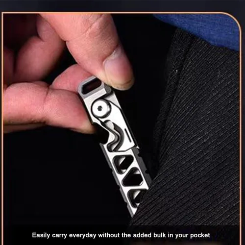 Vista 7 de Mini barra de palanca, herramienta de bolsillo, barra de palanca de titanio, abridor de botellas, llavero herramienta multiherramienta
