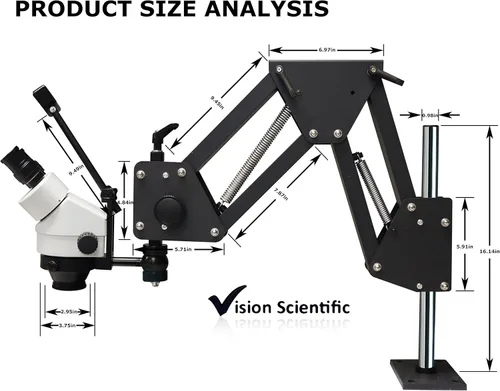 Vista 3 de Vision Scientific Microscopio multidireccional con zoom binocular VS-11E Ocular de campo ancho 10x Rango de zoom de 0.7X—4.5X, rango de aumento