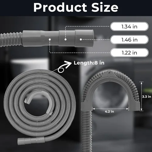 Vista 5 de Funmit Manguera de drenaje universal para lavadora de 8 pies, manguera de extensión flexible apta para la mayoría de lavadoras domésticas