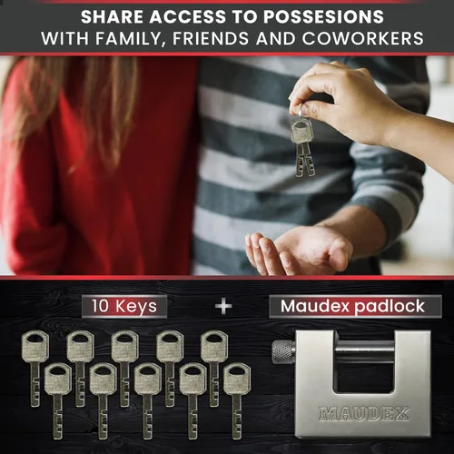 Vista 5 de Maudex MDP/70 Cerradura resistente con espacio libre de grillete de 0.59 pulgadas y perno de 0.46 pulgadas de grosor [acabado niquelado]