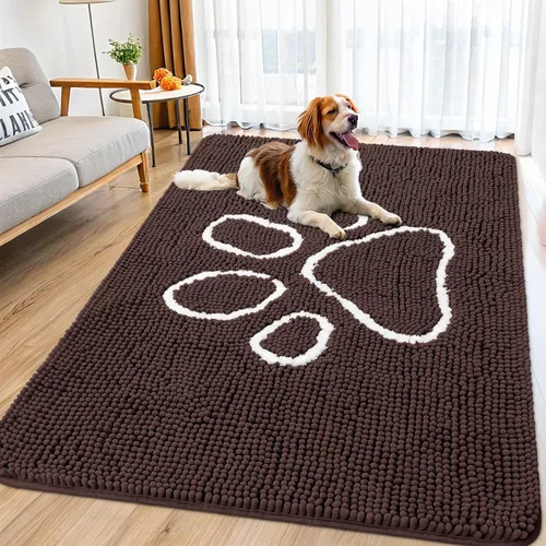 Vista 164 de Smiry Tapete para puerta de perro para patas fangosas, absorbente que atrapa la suciedad, antideslizante, de secado rápido, lavable, tapete