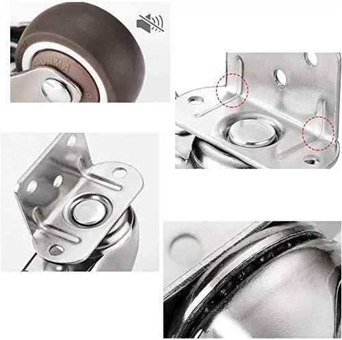 Vista 5 de Plate Casters Rubber Furniture Caster,Right Angle Mute Swivel Wheel,l Type Rubber Swivel Castor Wheel,360 Degree Rotating Swivel Casters,Suitable