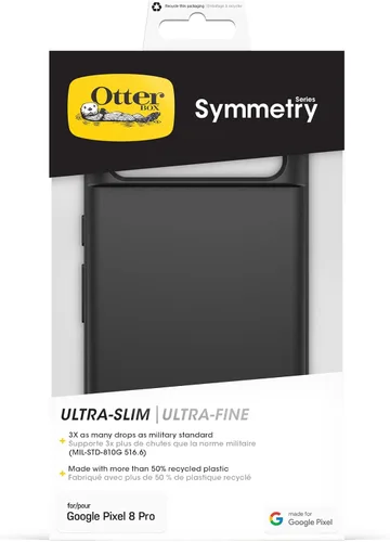 Vista 5 de OtterBox Funda para Google Pixel 8 Pro Symmetry Series, color negro, ultra elegante, compatible con carga inalámbrica, bordes elevados que protegen