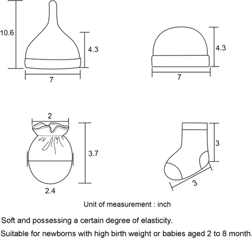 Vista 2 de Conjunto de gorros y calcetines para bebé recién nacido, gorro de algodón para niños y niñas de 0 a 6 meses
