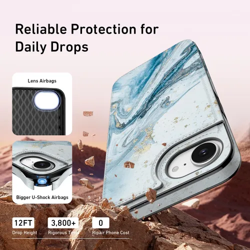 Vista 1431 de LETO para iPhone 15 Pro Funda tipo cartera - Tapa tipo folio con patada - Diseños de moda - Tarjetero - Funda protectora para mujeres y niñas - 6.1