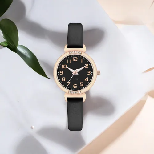 Vista 5 de NUOVO - Reloj deportivo de silicona para mujer con correa de piel con cristales, pantalla analógica