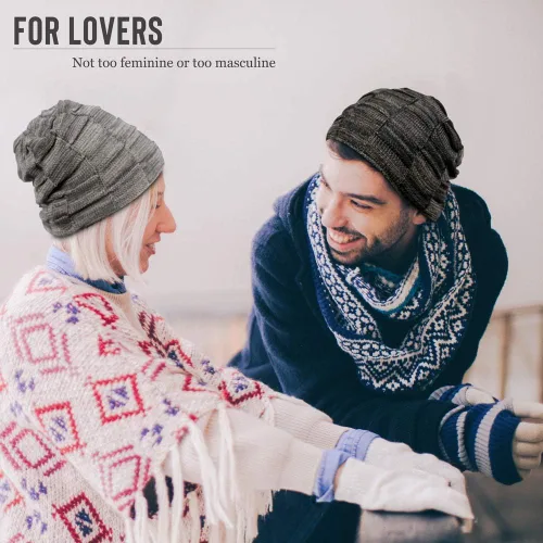 Vista 6 de Vgogfly Slouchy Beanie for Men Winter Hats for Guys Cool Beanies Mens Lined Knit Warm Thick Skully Stocking Binie Hat