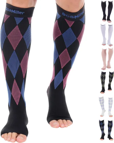 Vista 15 de Doc Miller Open Toe Compression Socks for Men & Women, 30-40 mmHg Knee High Support, Toeless Design for Daily Leg Comfort, Breathable Nylon Spandex