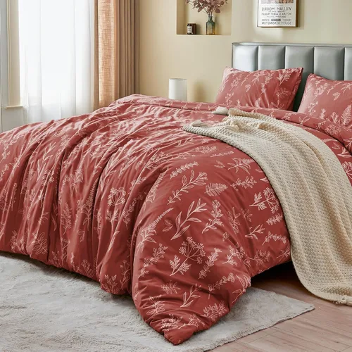 Vista 50 de MUXHOMO - Funda de edredón tamaño Queen, juego de funda de edredón reversible floral gris con cierre de cremallera, 3 piezas, juego de ropa de cama