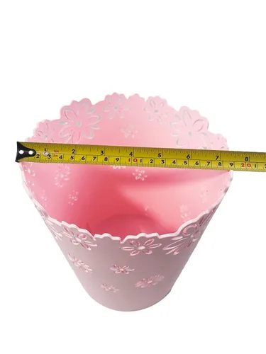 Vista 6 de Nazr Basurero de plástico con forma de flor hueca sin tapa (M-rosa)