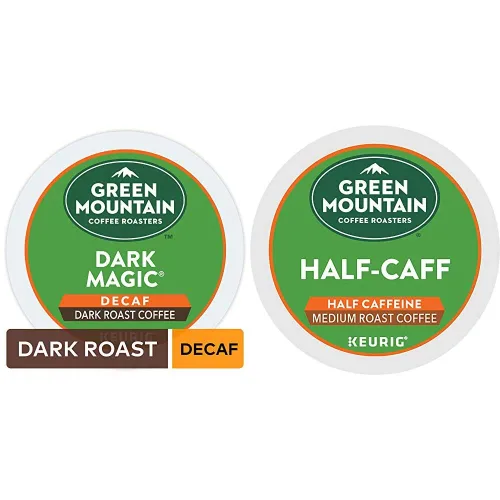 Green Mountain Coffee Dark Magic - Cápsulas K-Cup de café descafeinado y medio café Keurig de una sola porción