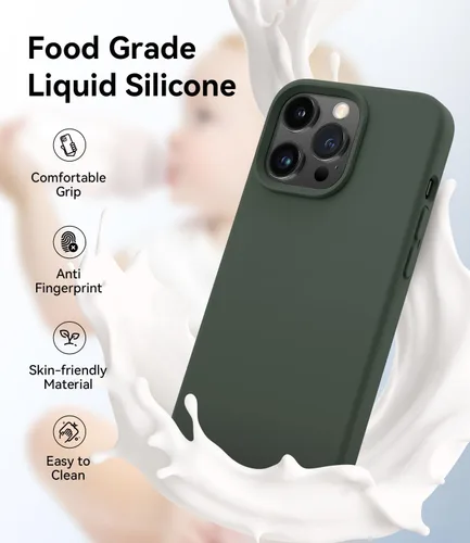 Vista 4 de AOTESIER Funda magnética para iPhone 13 Pro Max, compatible con MagSafe, protección militar a prueba de golpes, funda de silicona con forro de Verde