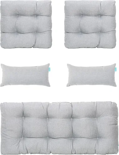 Vista 19 de QILLOWAY - Cojines de asiento de mimbre para patio al aire libre, juego de sofá, dos almohadas en forma de U, dos almohadas lumbares para muebles