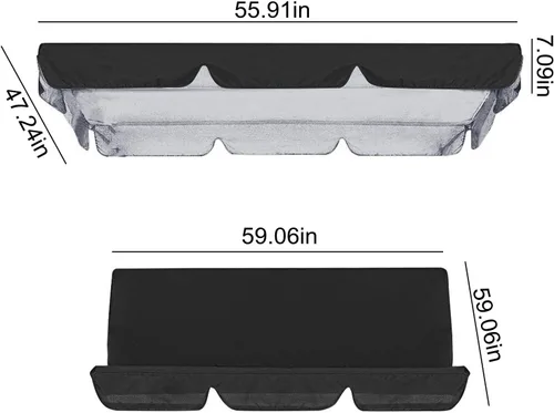 Vista 3 de Juego de cubierta superior impermeable para patio, cubierta superior de repuesto + funda de cojín para columpio para patio, columpio, jardín, Beige