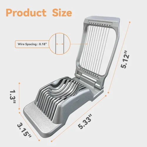 Vista 3 de Cortador de huevos para huevos duros duros Cortador de huevos de fruta resistente con alambre de acero inoxidable