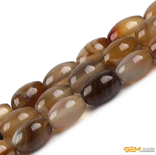 Vista 2 de GEM-Inside - Cuentas ovaladas de ágata de ónix de Botsuana marrón natural, de 0.315 x 0.472 in, para hacer joyas, suministros de manualidades hechos