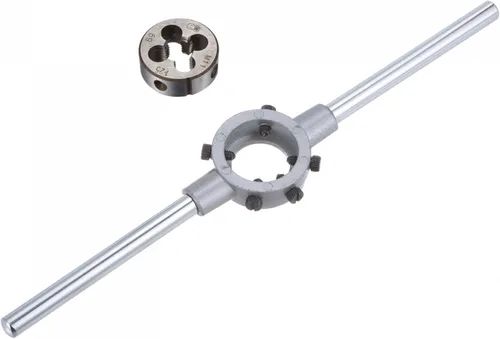 Vista 14 de uxcell Juego de llaves de mango de troquel, M10 x 0.5 roscado redondo y 1.181 in (dados M10-M11) soporte ajustable herramienta de mano