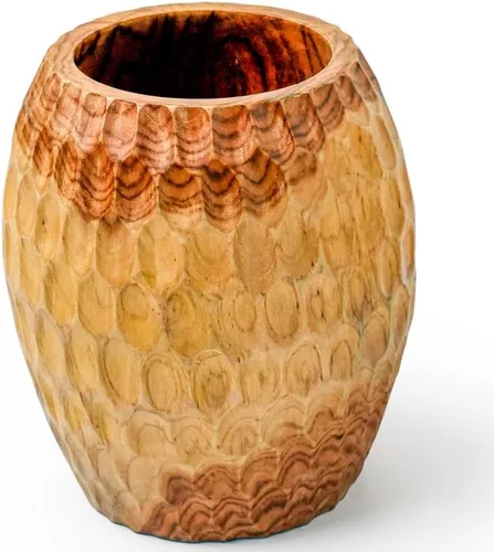 Rainforest Bowls Jarrón de raíz de teca de panal de abeja de 8 pulgadas, natural, orgánico, pieza única para el hogar y la cocina, ultra duradero
