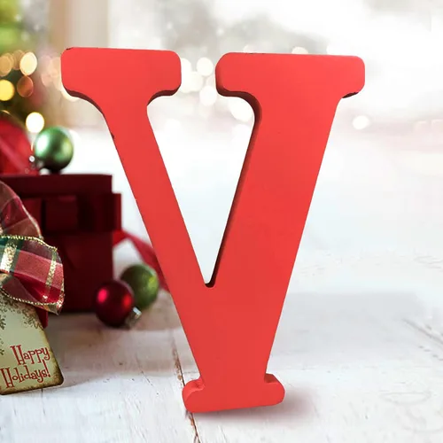 Vista 20 de AOCEAN - Letras de madera rojas de 6 pulgadas, letras de madera sin terminar para decoración de pared, letras decorativas en pie, cortes de letras