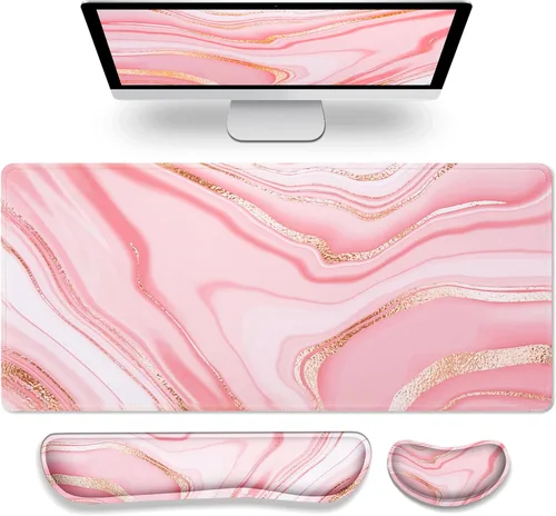 Vista 19 de Gimars Juego Mejorado Ampliado de Almohadilla de Apoyo para Muñeca de Teclado de Espuma Viscoelástica de Gel, Diseño Ergonómico Cómodo