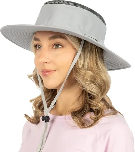 Vista 10 de SUN CUBE Sombrero de ala ancha para hombres y mujeres, protección solar UV, sombrero de safari para senderismo