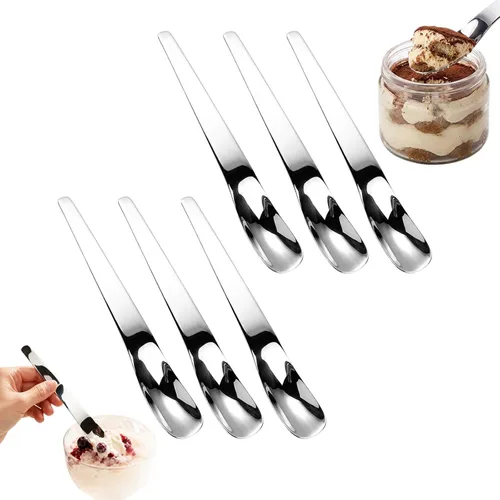Vista 10 de Cuchara de postre de acero inoxidable con mango ergonómico largo 1 pieza