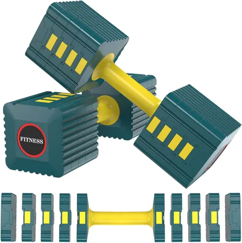 Vista 8 de Juego de 2 mancuernas de peso ajustable, 3.4 libras, 5.7 libras, 8 libras, 10.3 libras, 12.6 libras, cada juego de pesas de mano