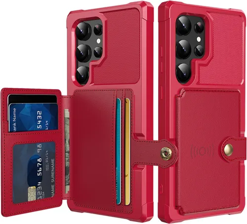 Vista 26 de Funda para Samsung Galaxy S23 Ultra con Portarjetas, Compatible con Soporte Magnético para Automóvil, Resistente a los Golpes de Servicio Pesado