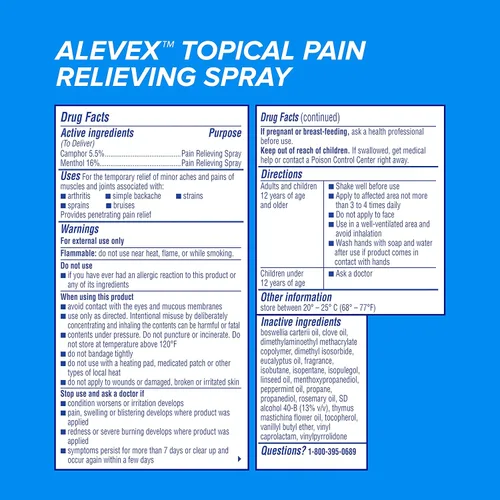 Vista 9 de AleveX Spray para aliviar el dolor, acción rápida y secado rápido para alivio dirigido del dolor, spray de 3.2 oz