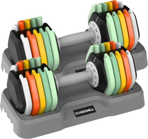 Vista 10 de 25/55 lbs Pair Adjustable Dumbbell Set, Adjust Dumbbell Weight for Exercises Pair Dumbbells for Men and Women in Home