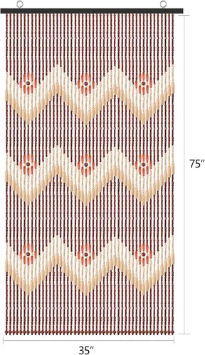 Vista 6 de ANMINY Cortina de madera natural con cuentas de bambú para colgar, divisor decorativo hecho a mano para puerta, panel de pared, persianas