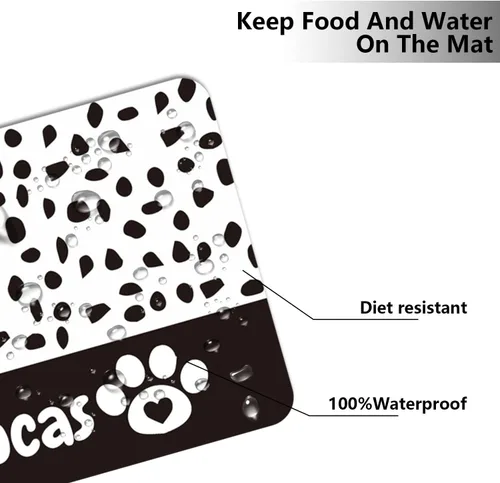 Vista 5 de Estera Personalizada para Comida de Perros y Gatos de PU Antideslizante en la Parte Inferior, Estera para Cuenco de Perros, Estera para Perros