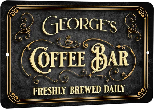 Letrero de Bar de Café. Personalizado, Diseño Vintage (8 x 12)