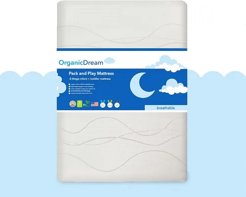 Vista 6 de ORGANICDREAM Colchón para cuna + cama infantil – 100% transpirable probado para reducir el riesgo de asfixia, hipoalergénico, certificado GREENGUARD
