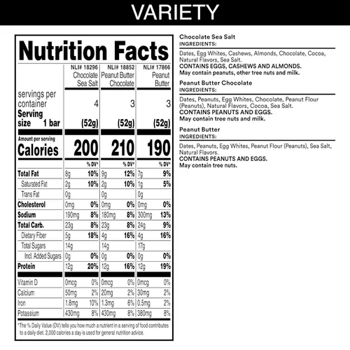 Vista 2 de Barras de proteína RXBAR, barras de proteína, barras de snack, paquete variado, caja de 18.3oz (10 unidades)