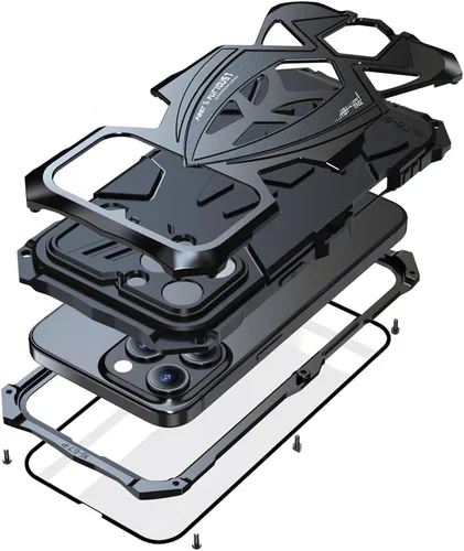 Vista 11 de Lunivop Funda para iPhone 15 Pro Max, protección resistente, tornillo resistente, cuerpo completo, de grado militar, de goma de parachoques de metal