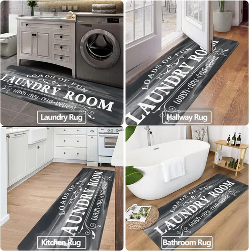 Vista 5 de Falflor Alfombra de pasillo de lavandería de 20 x 59 pulgadas, antideslizante, impermeable, alfombra de entrada duradera para cocina, lavadero
