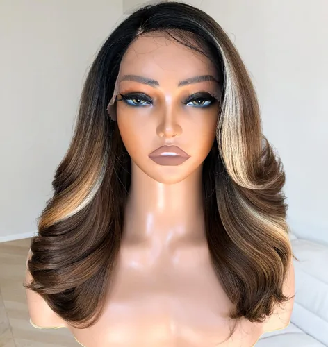 Vista 10 de BlackSwern - Peluca de encaje frontal de 14 pulgadas con cuerpo ondulado de encaje HD, pelucas sin pegamento de cabello humano preestilizadas