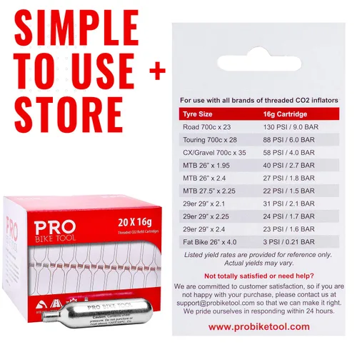 Vista 2 de Cartuchos de CO2 roscados de 0.66 onzas compatibles con todos los infladores manuales con conexión roscada, recarga rápida de aire para neumáticos