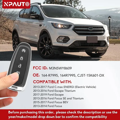 Vista 3 de NPAUTO Llavero de repuesto para Ford Escape Focus SE Titanium BEV C-max ENERGI 2013 2014 2015 2016 2017 2018 2019, proximity Smart Keyless Entry