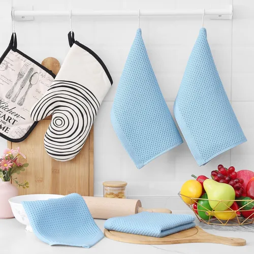 Vista 176 de Homaxy Paños de cocina de 100% algodón con tejido de gofre, ultra suaves, absorbentes, de secado rápido, 12 x 12 pulgadas, paquete de 6, amarillo