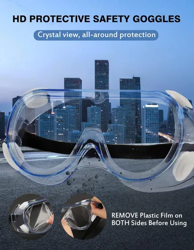 Vista 4 de MELASA Anteojos de seguridad ANSI Z87.1, antivaho gafas protectoras de laboratorio, gafas de protección ocular