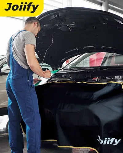 Vista 7 de 3 fundas de guardabarros para mecánicos, 25 imanes fuertes, alfombrillas protectoras de cuero de microfibra para guardabarros de automóvil, tamaño M