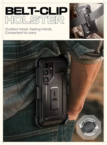 Vista 6 de SUPCASE Funda para Samsung Galaxy S24 Ultra con soporte, [Unicorn Beetle Pro] [2 marcos frontales]